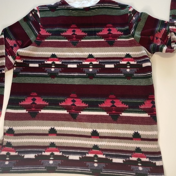 Vintage 90s BLAIR Aztec Fleece Turtleneck Sweater Navajo Southwestern Medium - Picture 9 of 10